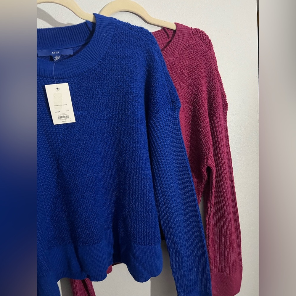 Apt. 9 Women's Crew Neck Sweaters - Bold Blue and Deep Pink